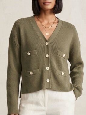 Alex Mill Jo Ribbed Cardigan Sweater XS Olive green 🫒